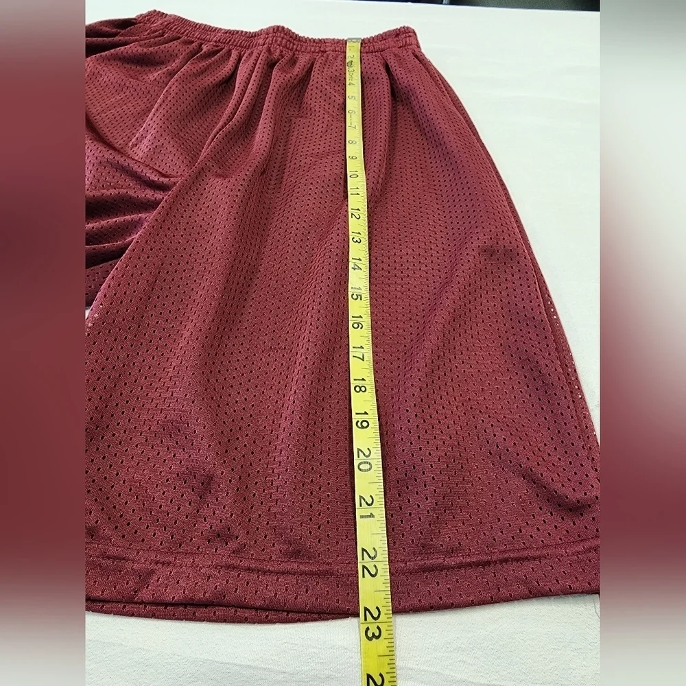 Burgundy Mesh Basketball Shorts Athletic Gym Drawstring Size XL - Picture 10 of 10